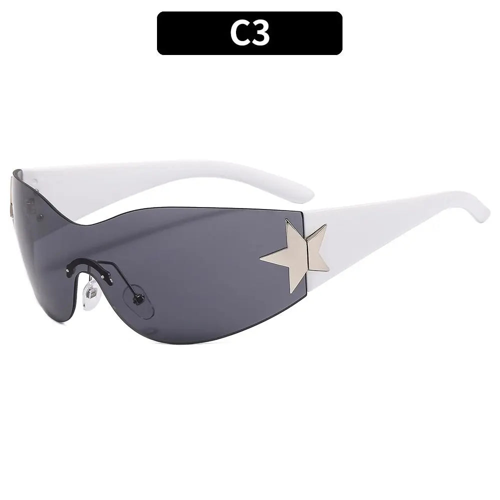 Punk One Piece Sunglasses Goggle New Y2K Luxury Brand Sun Glasses Shades Eyewear UV400 Five Star Glasses Sports Sun Glasses