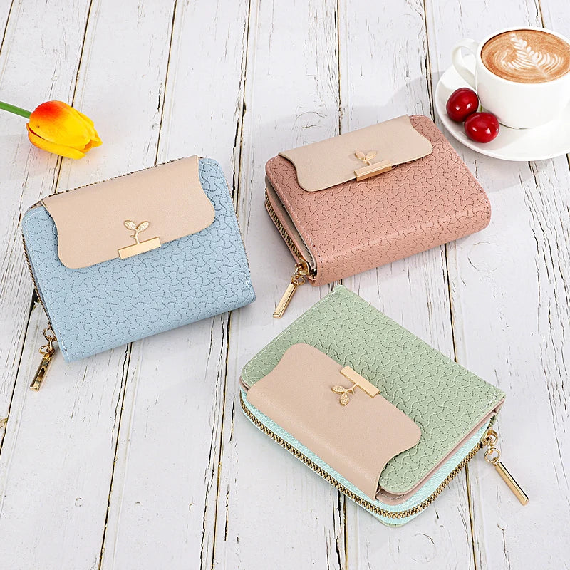 Women Wallets PU Leather Lady Zipper Moneybags Coin Purse Pocket ID Card Bag Woman Short Hasp Cute Wallet Billfold Purses