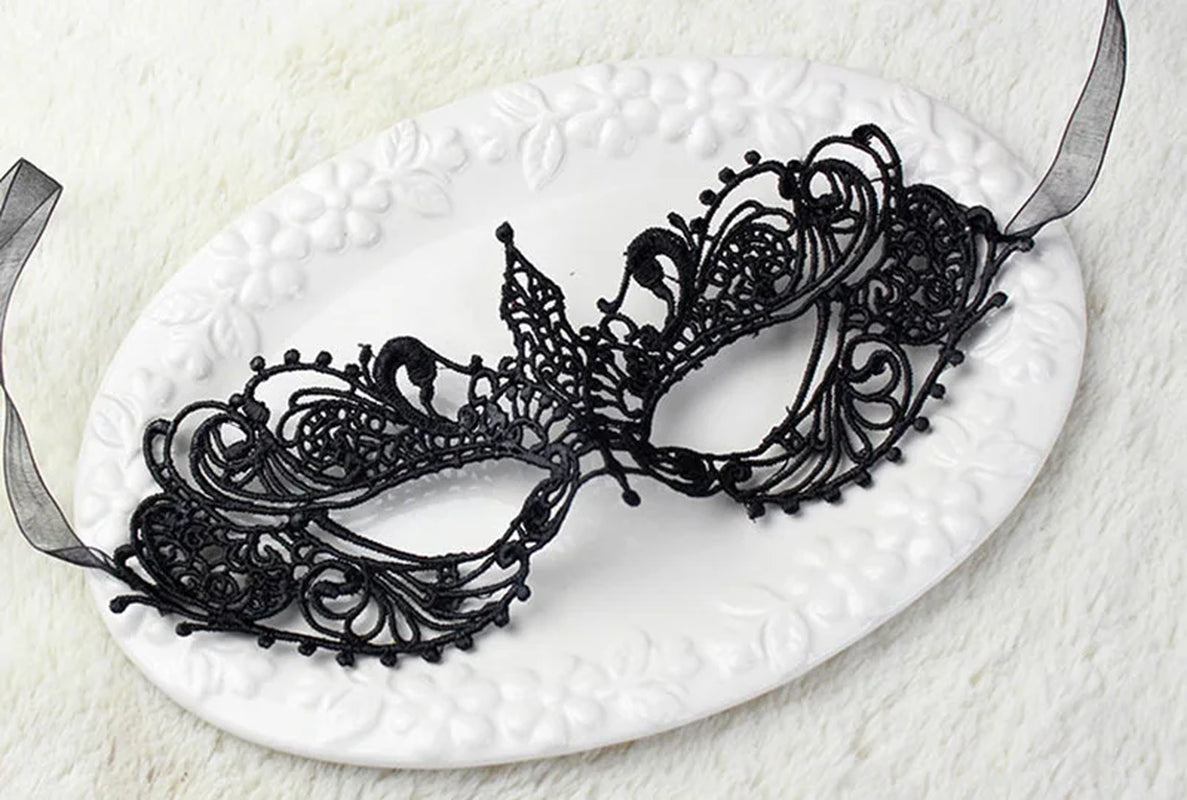 Eye Mask Sexy Lace Venetian Masquerade Ball Halloween Party Fancy Dress Costume Props Lady Black Lace Hollow Face Mask