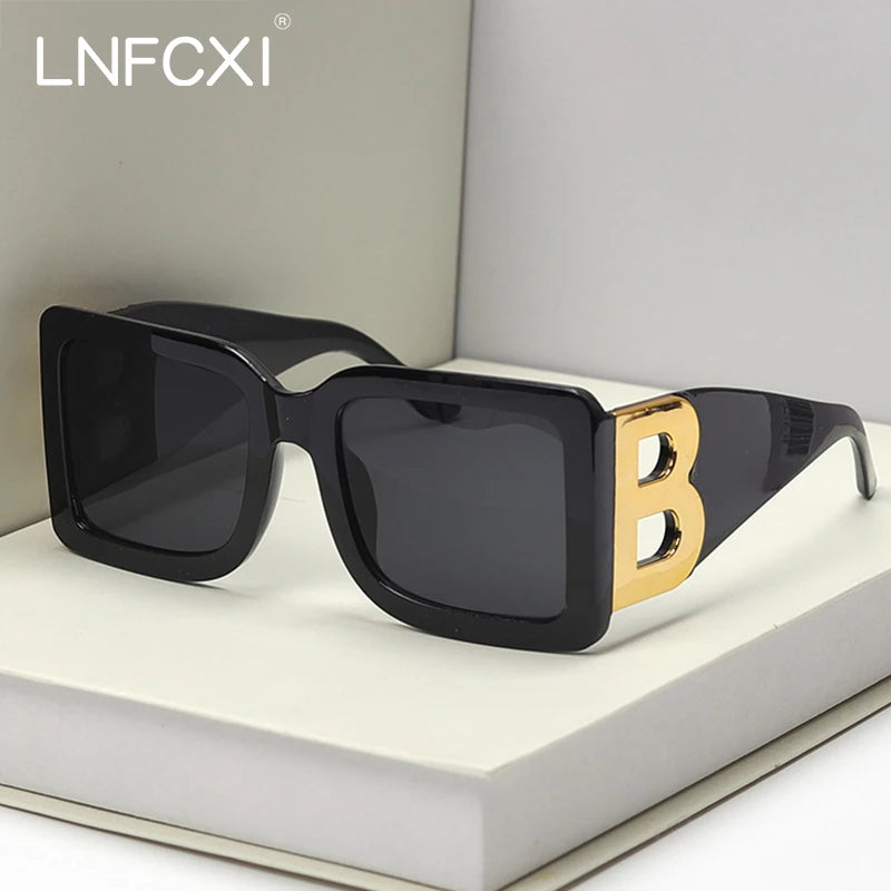 New Fashion Oversized the Letter B Square Luxury Trend Sunglasses Women Men Retro Rectangle Sunglasses Gafas De Sol