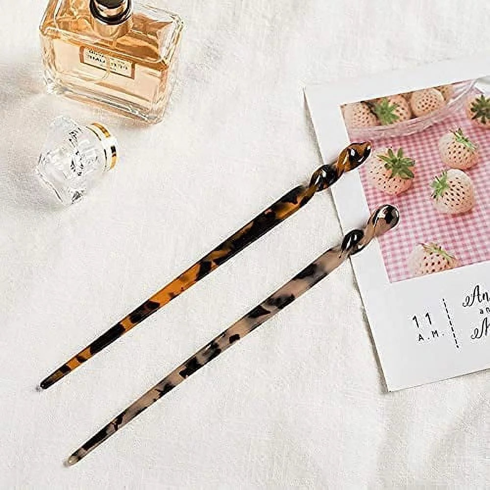 10Pcs Acetate Hair Sticks, Tortoise Shell Hairpin Chopsticks, Hair Accessories Hair Pins Chinese Retro Hairpins Disk Hair