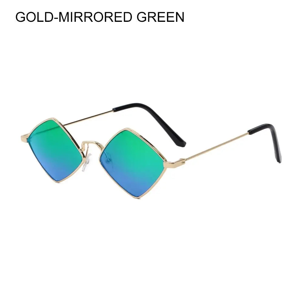 Hipster Polygon Women Sunglasses Irregular Vintage Small Frame Rhombus Ladies Sunglasses Shades Retro Alloy Eyewear Black