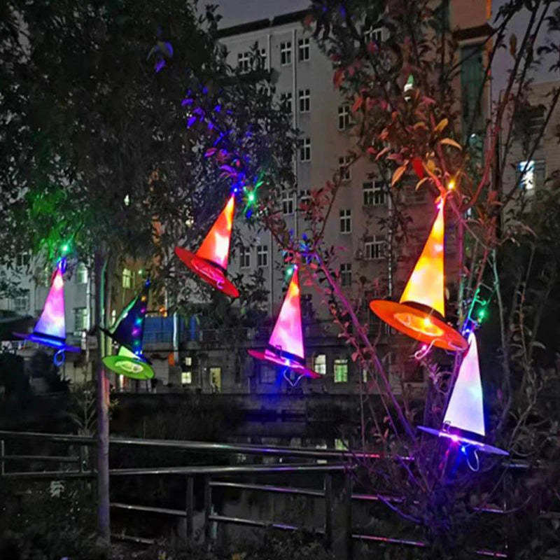 Halloween LED Luminous Witch Hat Glowing Witches Hat for Halloween Party Outdoor Decor Glow in Dark Halloween Props