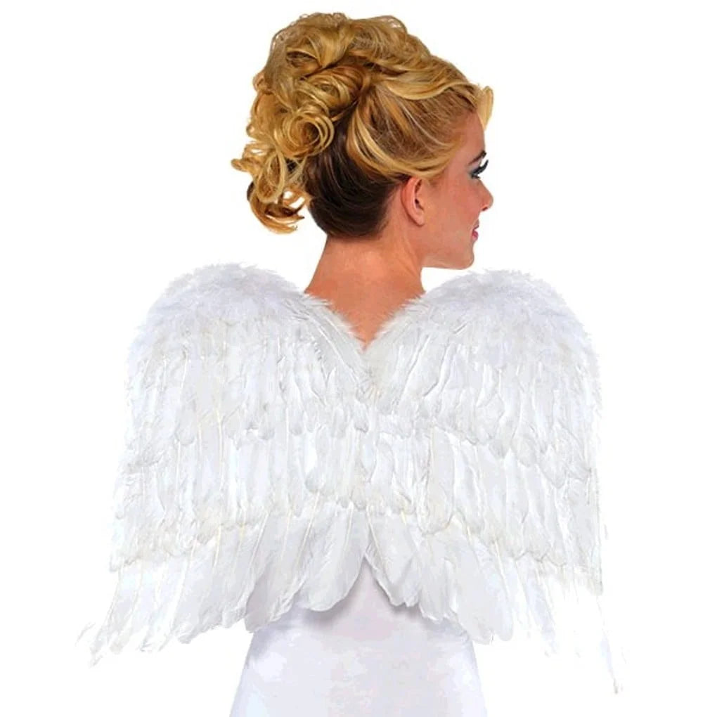 White Angel Wings Halloween Costume Accessories for Adults, One Size