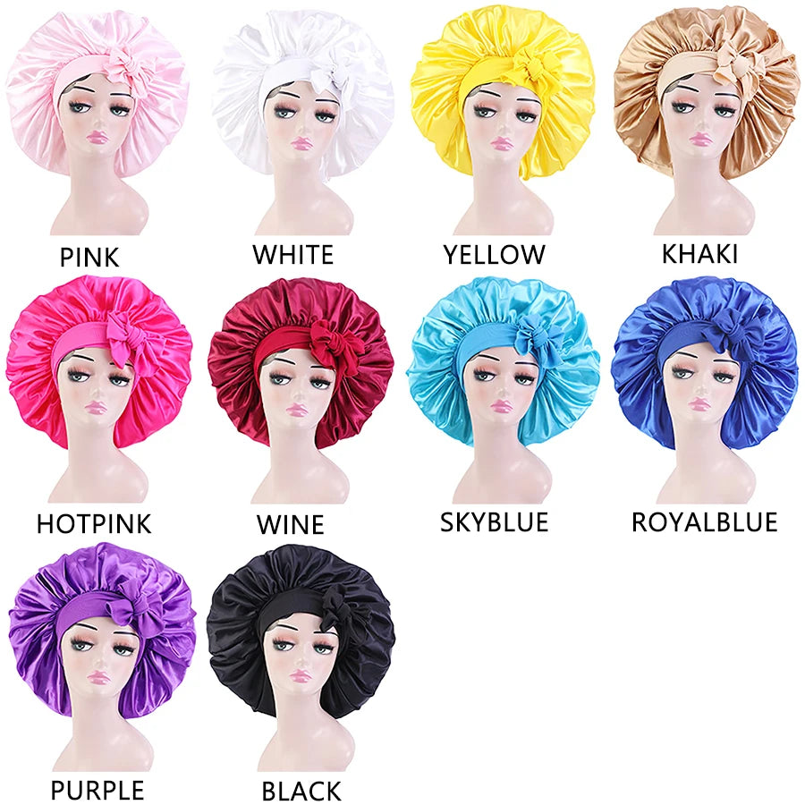 Leeons Silk Sleeping Cap Night Hat Head Cover Bonnet Satin Cheveux Nuit for Curly Hair Care Women Beauty Maintenance Designer