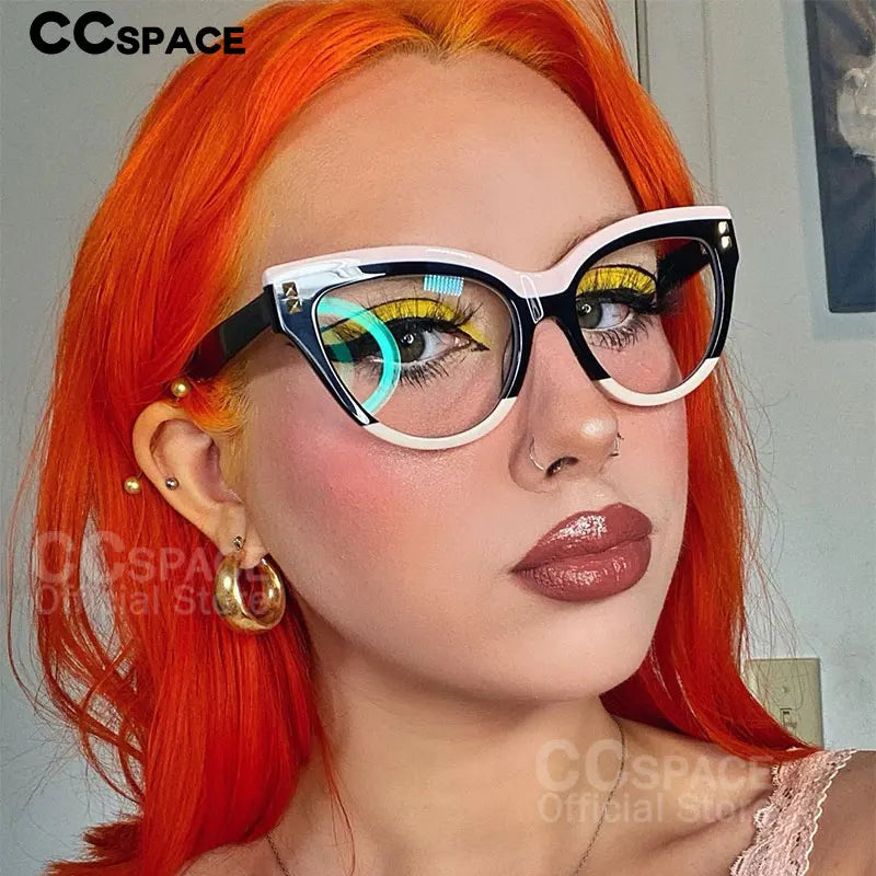 49795  Brand Oversized Women Cat Eye anti Blue Light Acetate Glasses Frames with Glasses Case Fashion Computer Eyeglasses