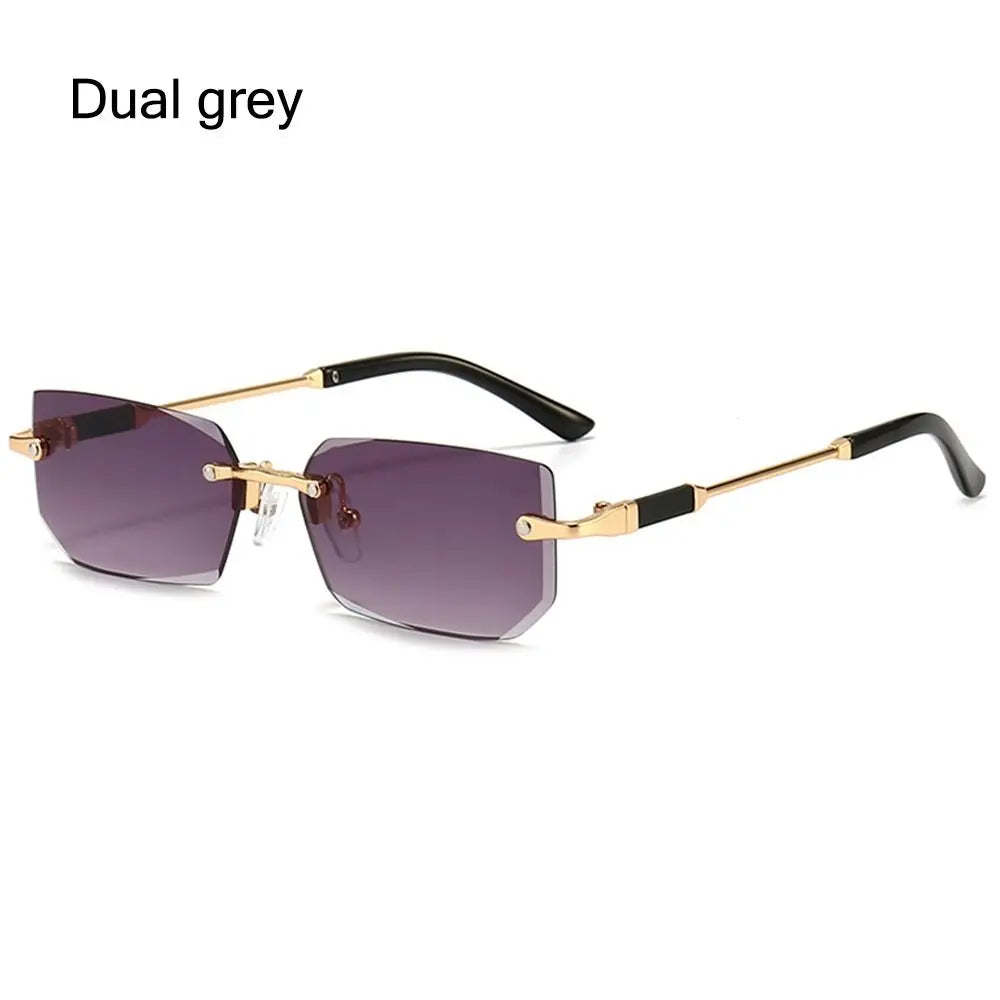 UV400 Rimless Rectangle Sunglasses Fashion Y2K Frameless Sun Glasses Shades for Women & Men