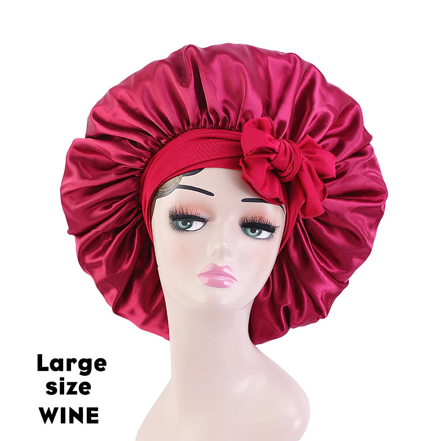 Leeons Silk Sleeping Cap Night Hat Head Cover Bonnet Satin Cheveux Nuit for Curly Hair Care Women Beauty Maintenance Designer