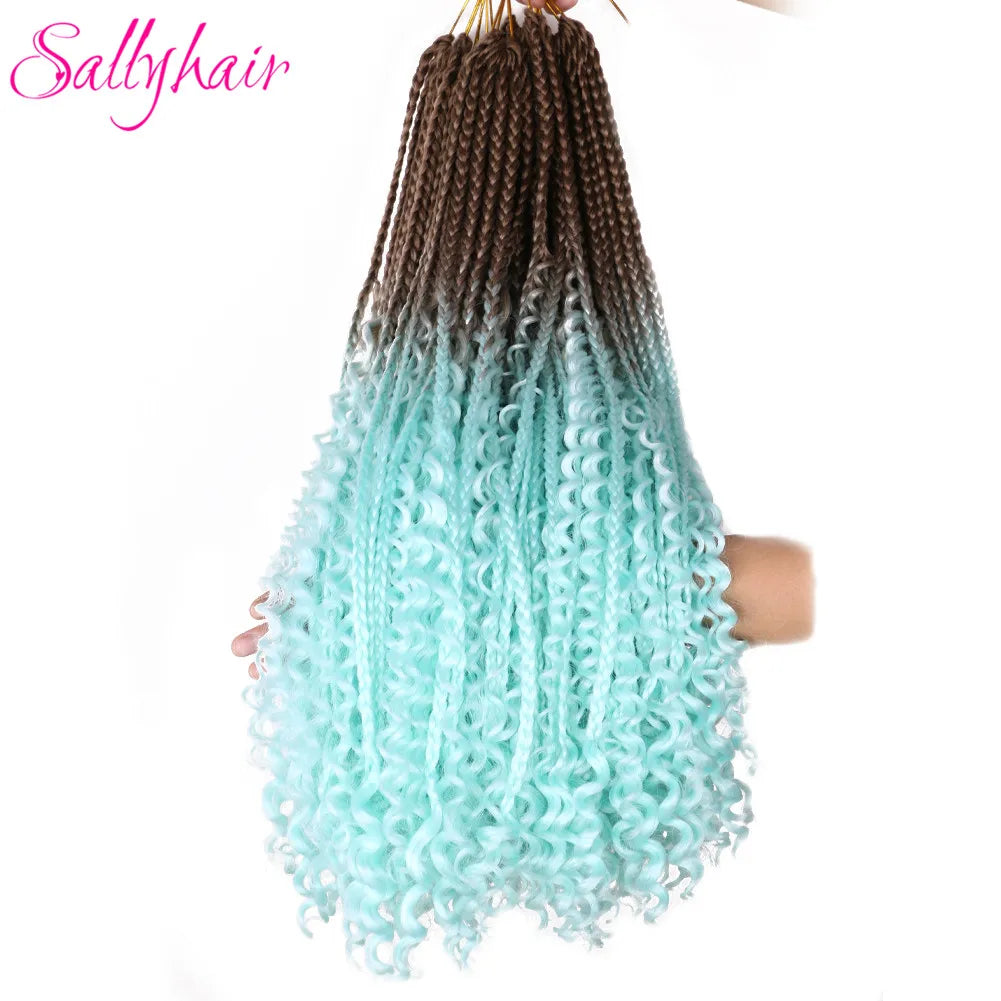 Goddess Box Braids Colorful Crochet Hair Synthetic Curly End Bohemian Box Braiding Hair Extensions Ombre Braiding Hair