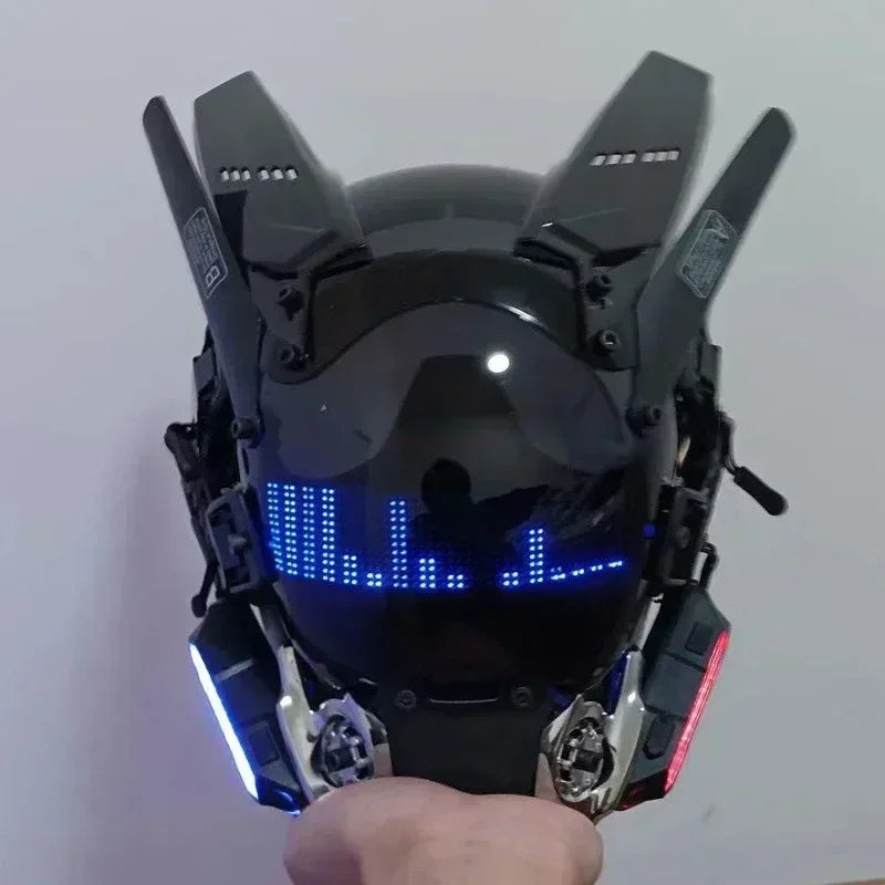 New Cyberpunk Helmet Samurai Robot Tech Shinobi Special Punk Techwear Cool Mask with Led Light Cosplay Mask Christmas Gifts Toy