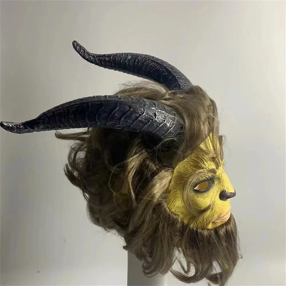 Beauty and Beast Realistic Latex Animal Mask Prince Halloween Horror Monster Adam Helmet Full Face Realistic Monster Latex Mask