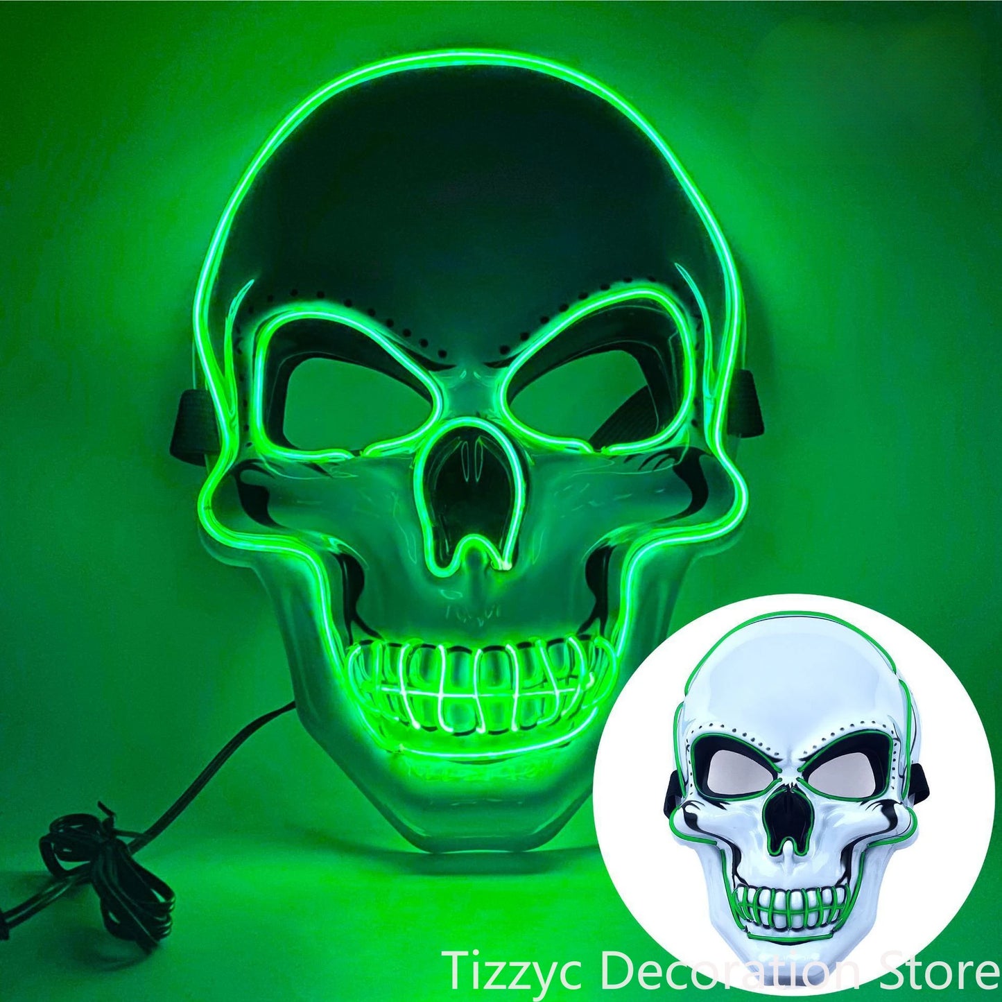 Halloween Neon Led Skeleton Mask Horror Party Cosplay Costume Masque Masquerade Light Glow in the Dark Terror Masker Wholesale