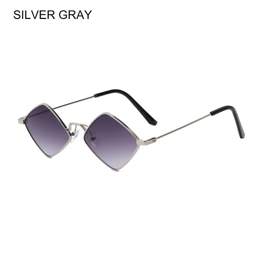 Hipster Polygon Women Sunglasses Irregular Vintage Small Frame Rhombus Ladies Sunglasses Shades Retro Alloy Eyewear Black