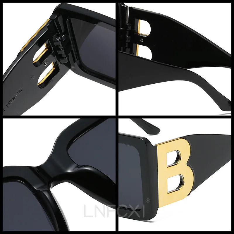 New Fashion Oversized the Letter B Square Luxury Trend Sunglasses Women Men Retro Rectangle Sunglasses Gafas De Sol