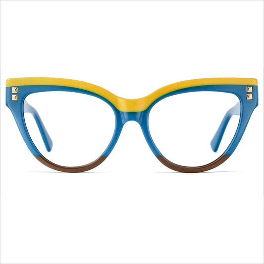 49795  Brand Oversized Women Cat Eye anti Blue Light Acetate Glasses Frames with Glasses Case Fashion Computer Eyeglasses