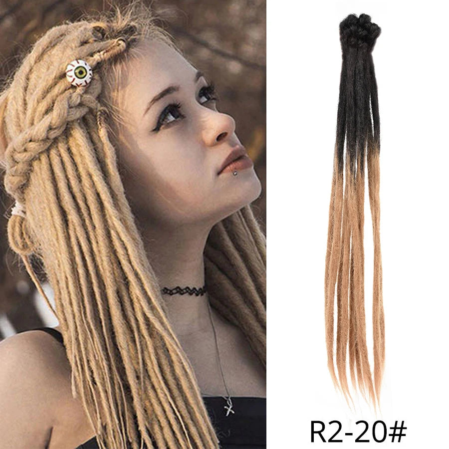 10/20 Strands Handmade Dreadlocks Hair Extensions 20"Black Reggae Synthetic Crochet Braiding Hair for Afro Women and Men