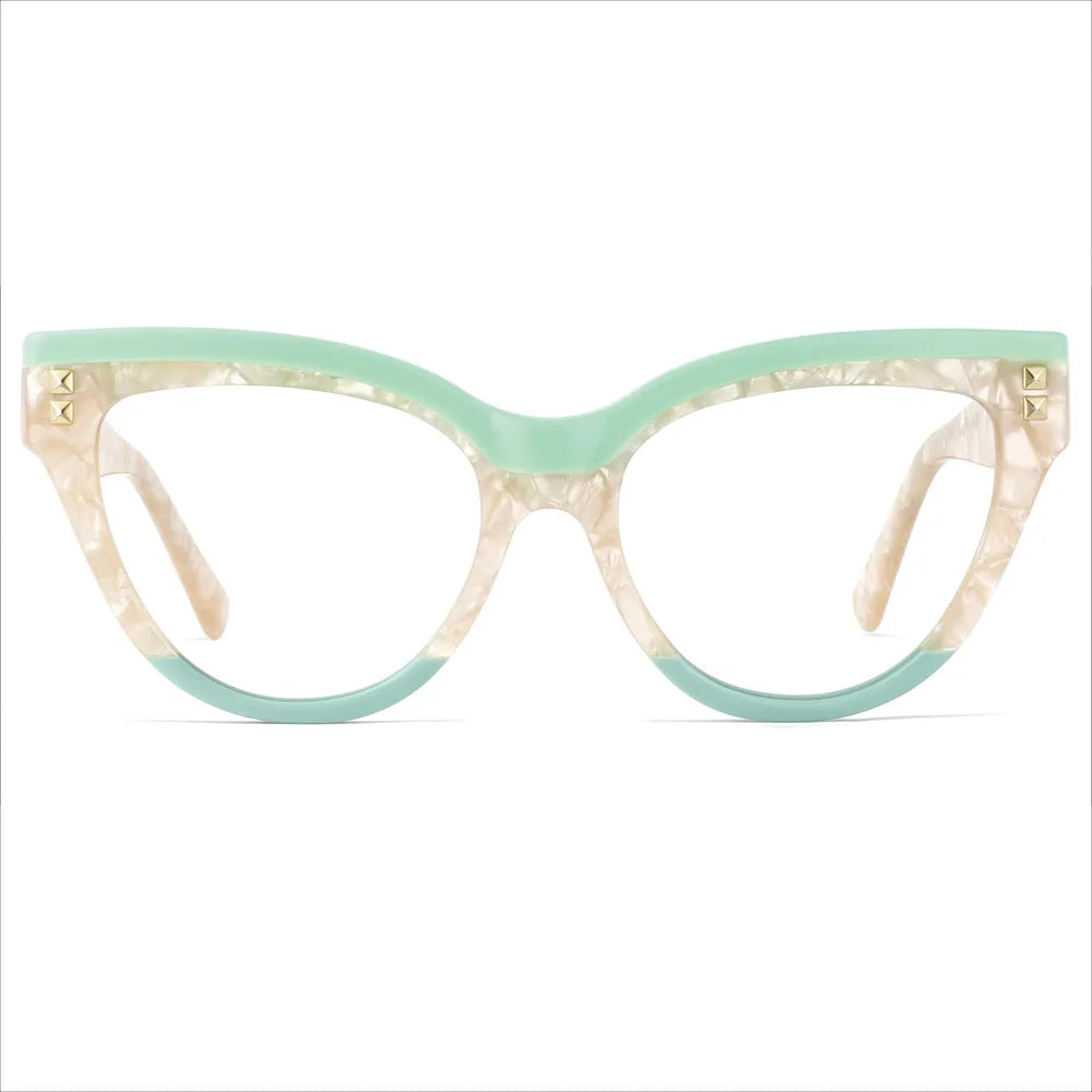 49795  Brand Oversized Women Cat Eye anti Blue Light Acetate Glasses Frames with Glasses Case Fashion Computer Eyeglasses