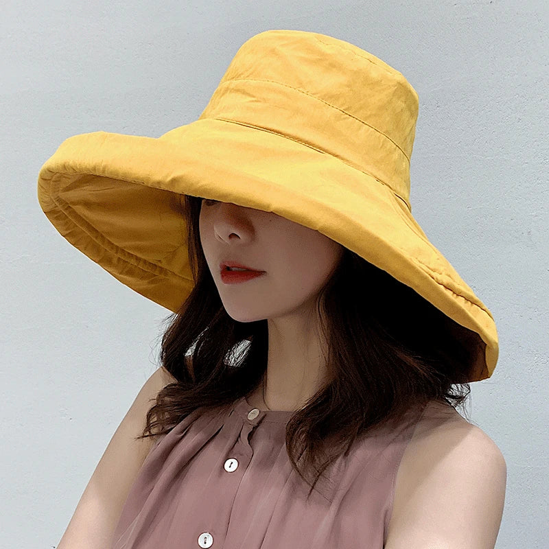 2024 Women'S Hat Bucket Hat Panamanian Women Four Seasons Fisherman Hat Big Brim Hat Double-Sided Fisherman Hat Sun Visor Cap