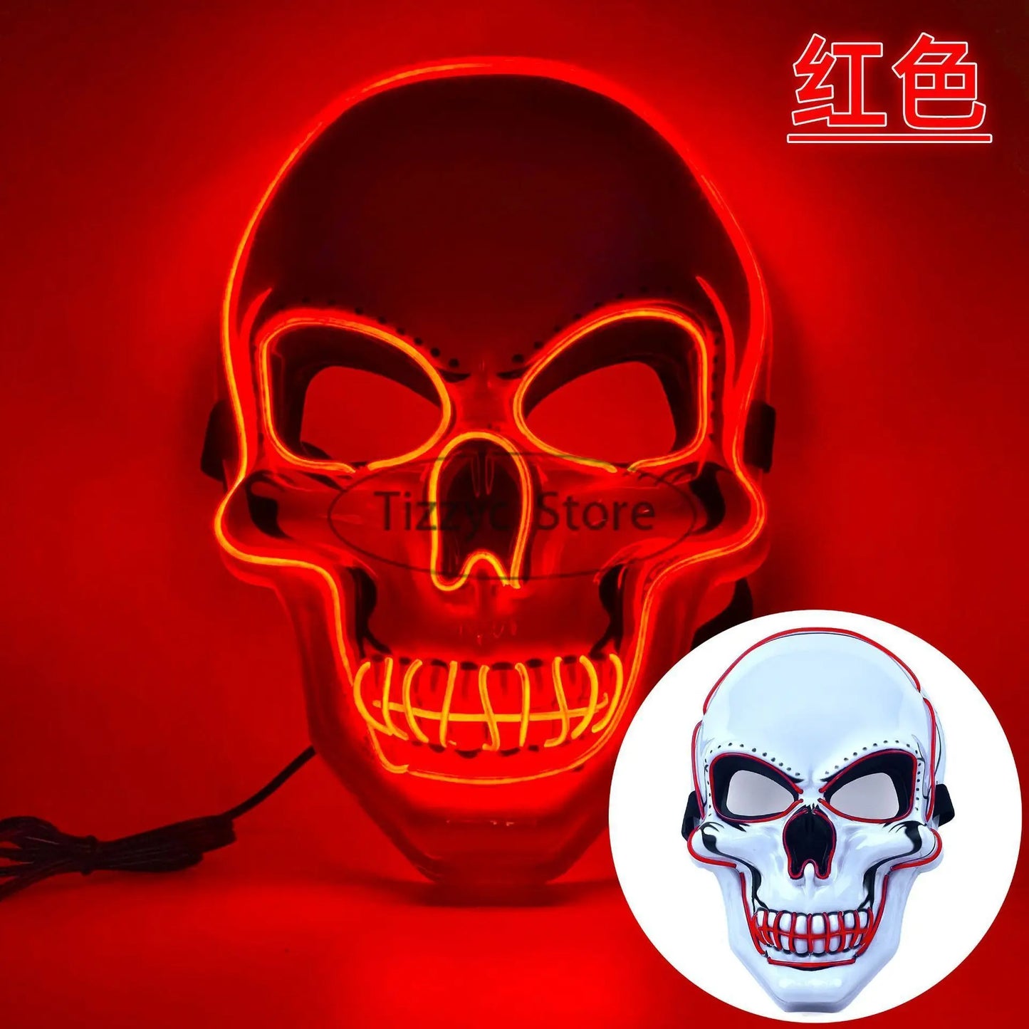 Halloween Neon Led Skeleton Mask Horror Party Cosplay Costume Masque Masquerade Light Glow in the Dark Terror Masker Wholesale