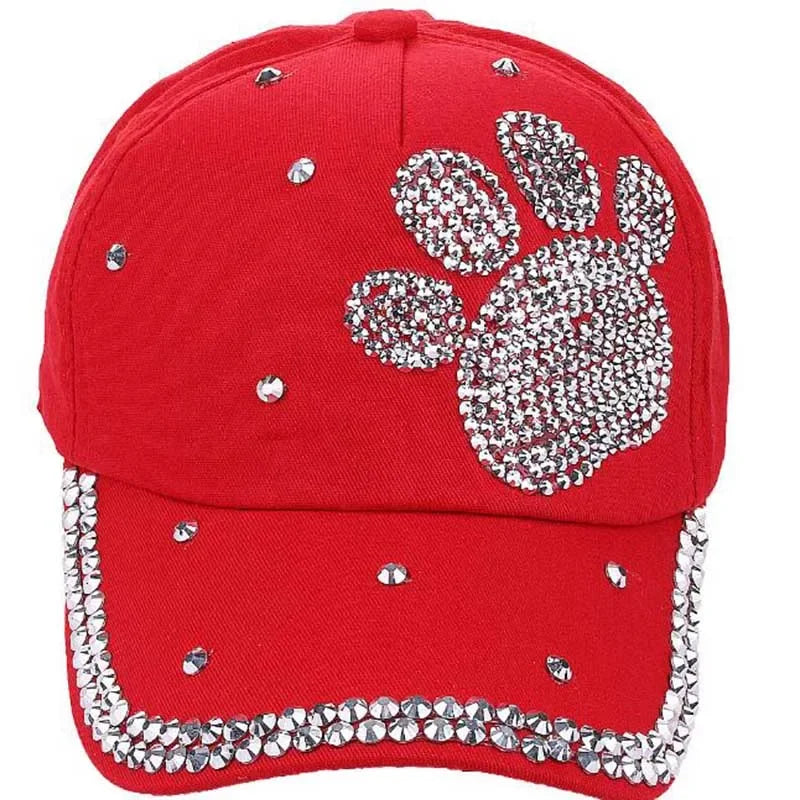 Footprints Printed Luxury Woman Caps Y2K Leisure Hip-Pop Rhinestone Hat Fashion Parent-Child Baseball Cap Outdoor Sports Cap