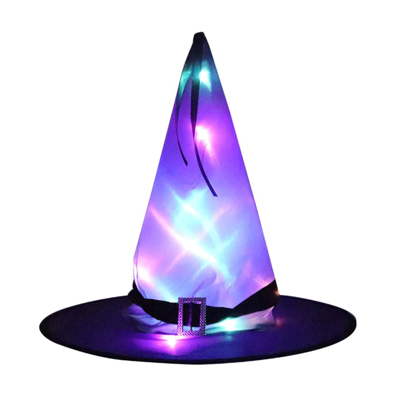 Halloween LED Luminous Witch Hat Glowing Witches Hat for Halloween Party Outdoor Decor Glow in Dark Halloween Props