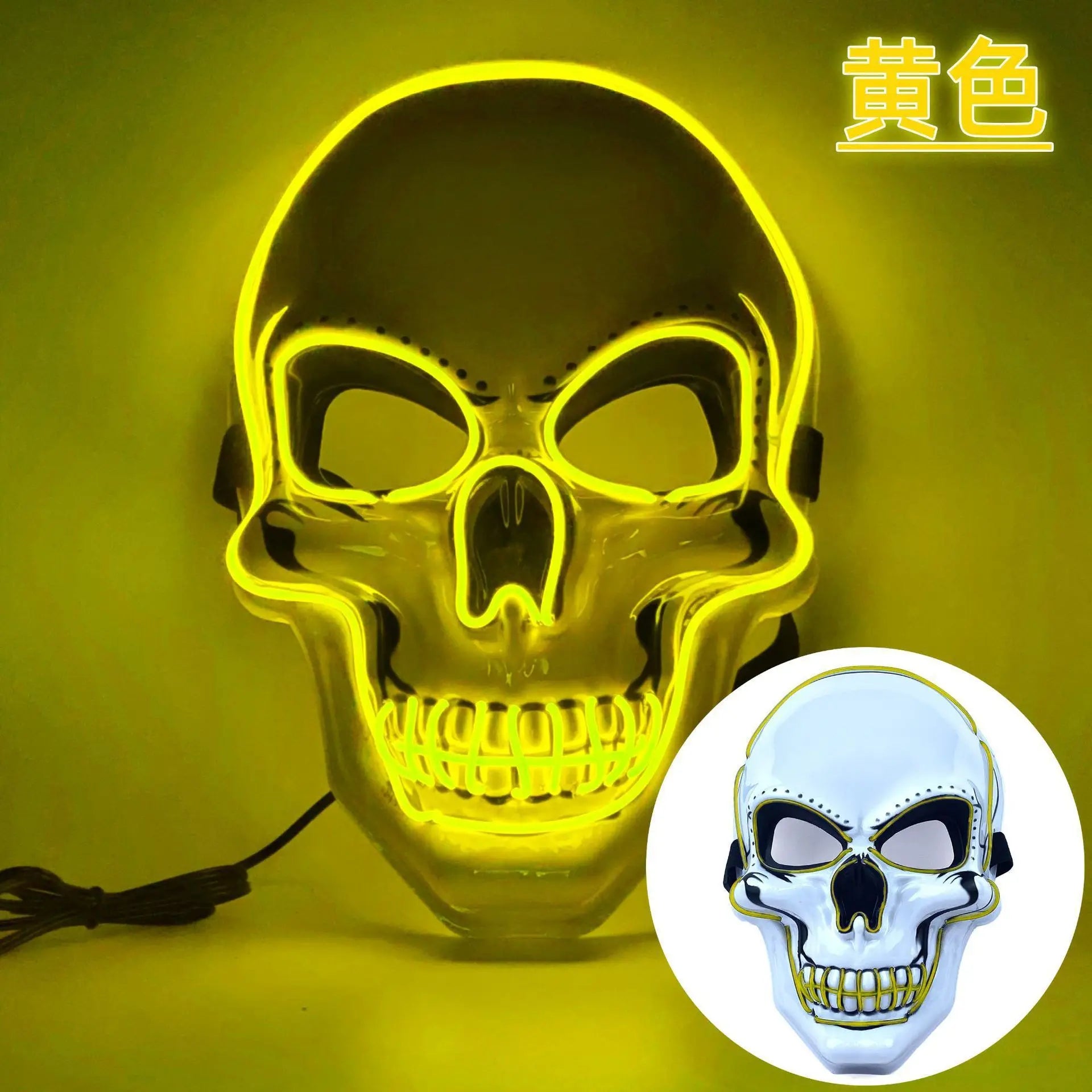 Halloween Neon Led Skeleton Mask Horror Party Cosplay Costume Masque Masquerade Light Glow in the Dark Terror Masker Wholesale