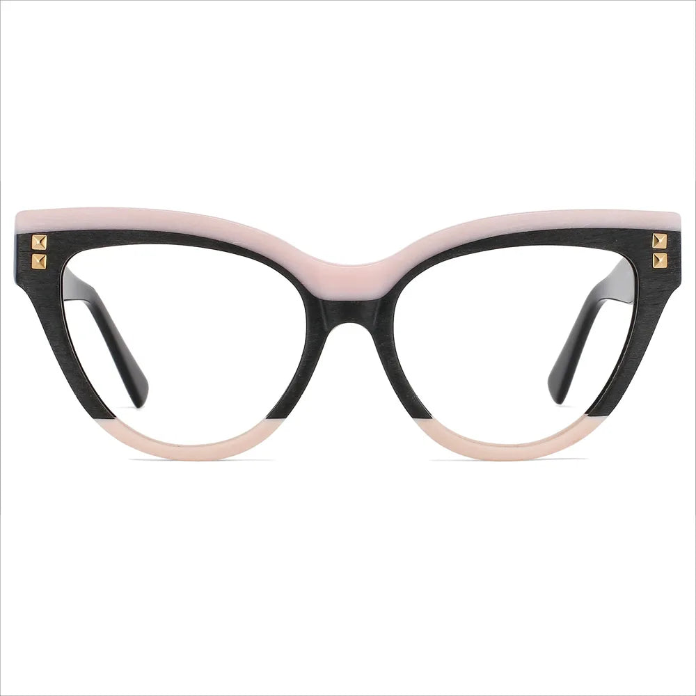 49795  Brand Oversized Women Cat Eye anti Blue Light Acetate Glasses Frames with Glasses Case Fashion Computer Eyeglasses