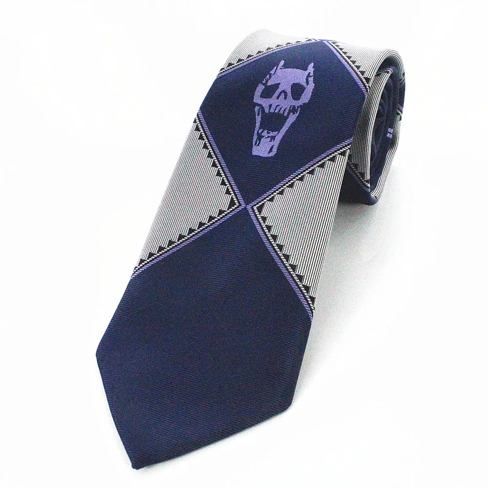 Japanese Anime Jojo Bizarre Adventure Cosplay Tie KILLER QUEEN Heavens Door Kira Yoshikage Props Skull Jacquard Neck Tie