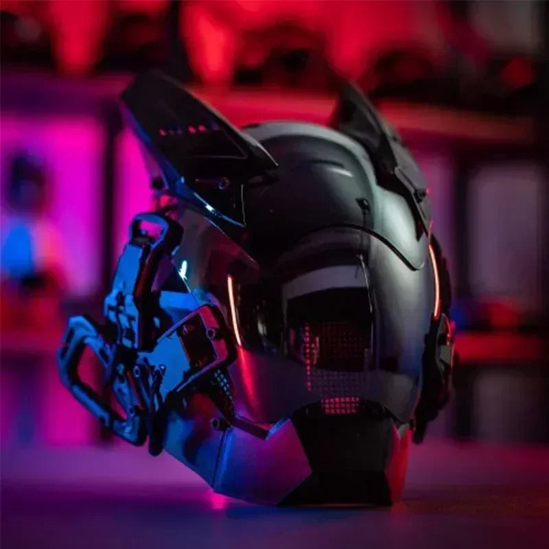 New Cyberpunk Helmet Samurai Robot Tech Shinobi Special Punk Techwear Cool Mask with Led Light Cosplay Mask Christmas Gifts Toy