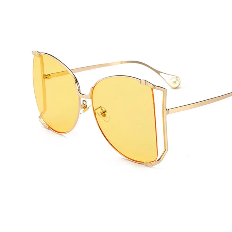 Oversized D Square Sunglasses Women 2022 Luxury Brand Cat Eye Clear Shades Glasses Pearl Fashion Half Frame Sun Glasses Ladies