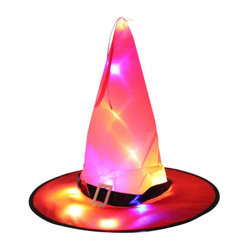 Halloween LED Luminous Witch Hat Glowing Witches Hat for Halloween Party Outdoor Decor Glow in Dark Halloween Props