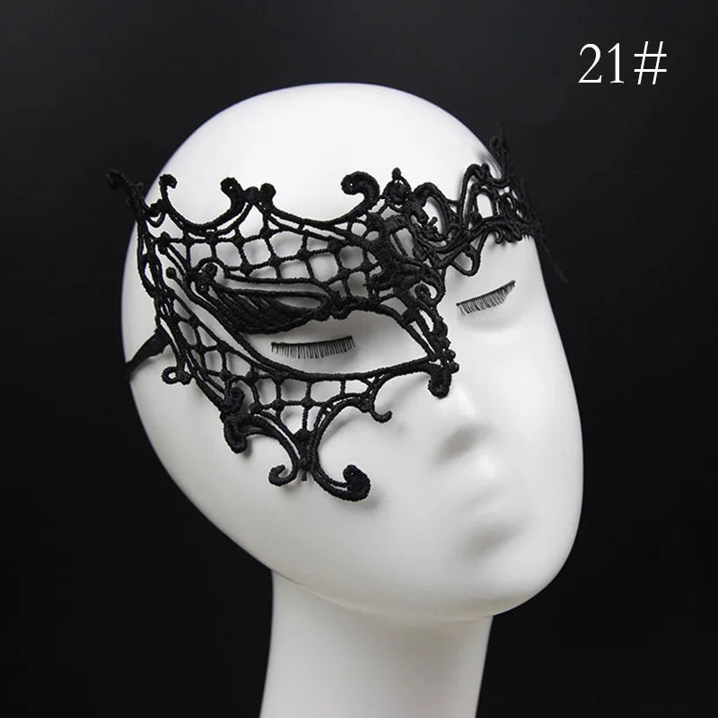 Eye Mask Sexy Lace Venetian Masquerade Ball Halloween Party Fancy Dress Costume Props Lady Black Lace Hollow Face Mask