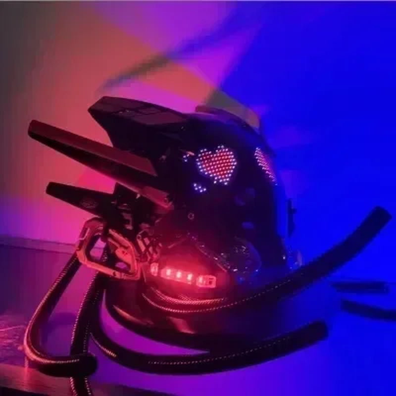 New Cyberpunk Helmet Samurai Robot Tech Shinobi Special Punk Techwear Cool Mask with Led Light Cosplay Mask Christmas Gifts Toy