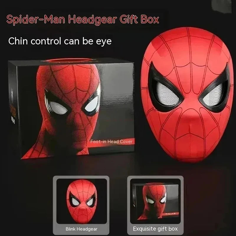 Spiderman Headgear Mask Spider Man Cosplay Ring Chin Version Moving Eyes Electronic Remote Control Mask Toys Boys Birthday Gifts